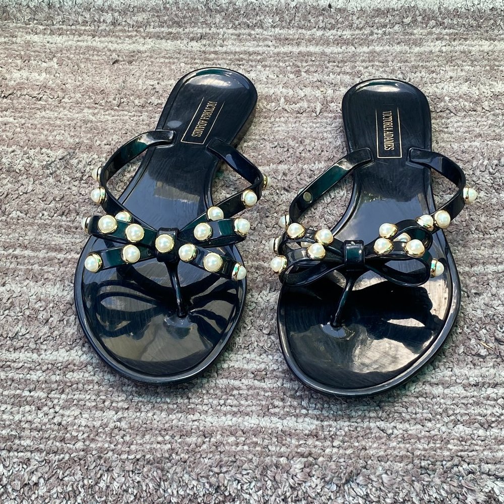 Victoria Adames Ladies Casual Black Slippers Size 39 Evening Dress Cruise Ready